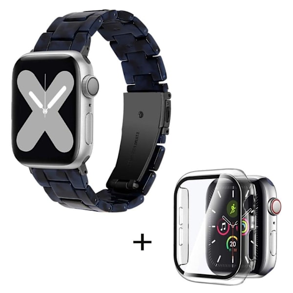 Apple Watch SE 2022 (40mm) klockarmband med 3 pärlor i resin och genomskinligt hölje - Mörkblå Blå