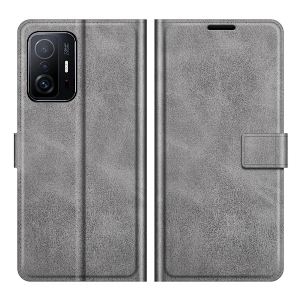 Hållbart konstläder Xiaomi 11T / Xiaomi 11T Pro fodral med plånbok - Silver/Grå Silvergrå