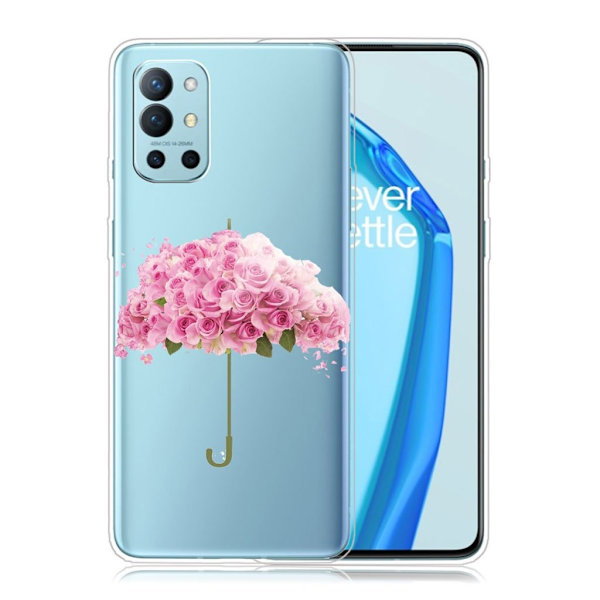 Deco OnePlus 9R skal - Paraply Med Blomma Rosa