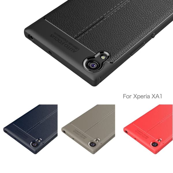 Sony Xperia XA1 deksel laget av kunstlær og silikon - Grått Silver grey