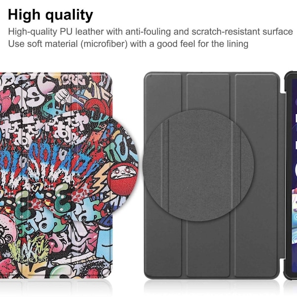 Lenovo Tab P11 Pro (2:a generationen) läderfodral med trefaldigt mönster - Graffiti multifärg