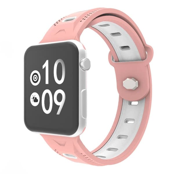 Apple Watch Series 4 40 mm rombformad klockarmband i silikon - Rosa Utsida / Vit Insida Rosa
