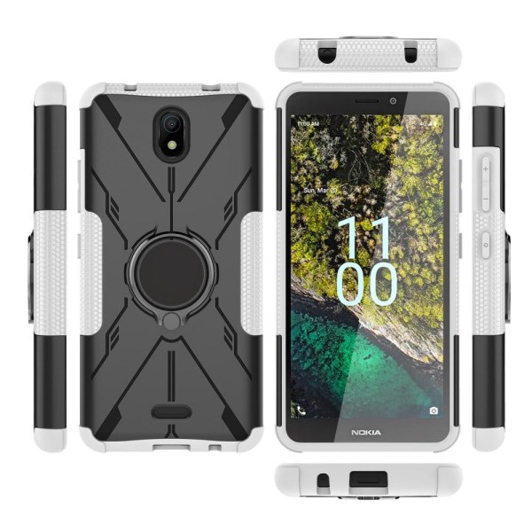 Kickstand cover with magnetic sheet for Nokia C100 - White Vit