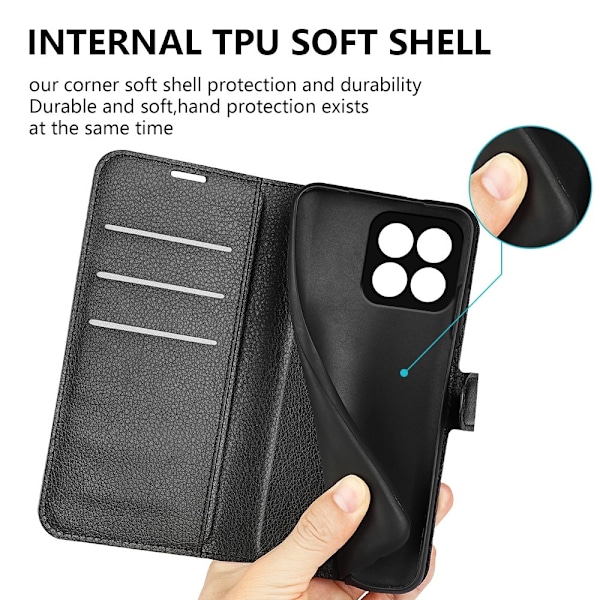Klassisk Honor X8a Flip Etui - Sort Black