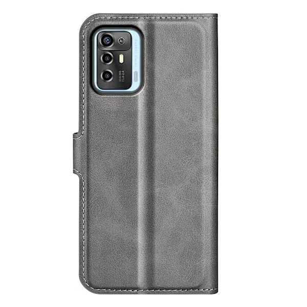 Læderetui med Pung til ZTE Blade A72 - Grå Silver grey