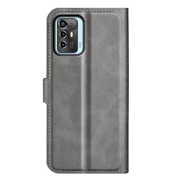 Læretui med Lommebok til ZTE Blade A72 - Grå Silver grey
