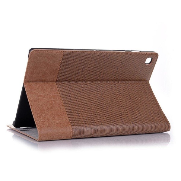 Samsung Galaxy Tab S5e cross texture splicing leather case - Bro Brown