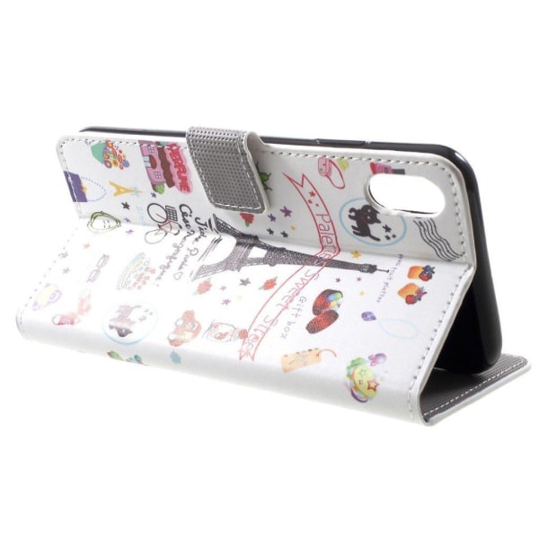 iPhone Xs Max Kuviollinen Lompakko Suojakotelo Synteetti Nahasta - Eiffel Torni Ja Kuviot Multicolor