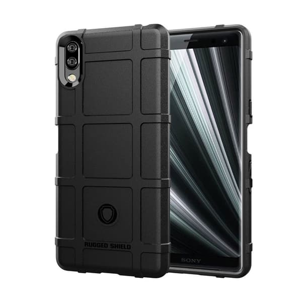 Sony Xperia L3 Robust Rutemønster Tekstur Etui - Svart Black