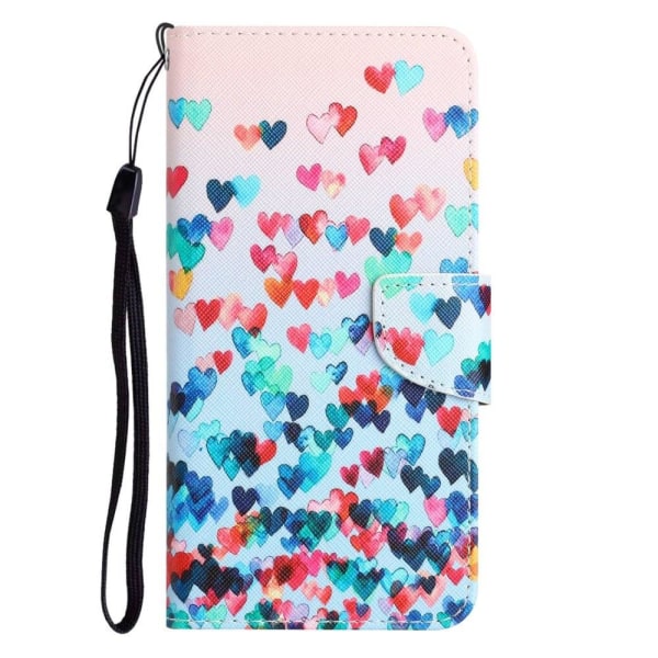 Wonderland iPhone 14 flip etui - Kærlighedshjerte Multicolor