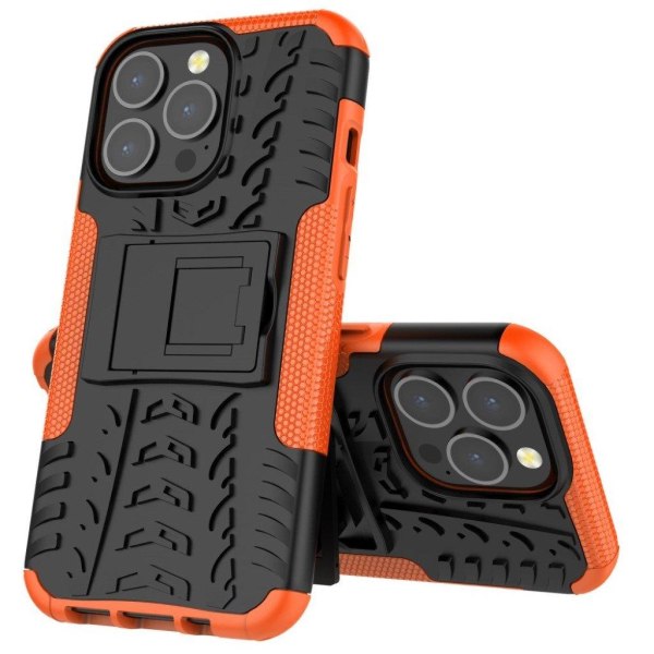 Stødsikkert hybrid iPhone 13 Pro cover med stander - Orange Orange