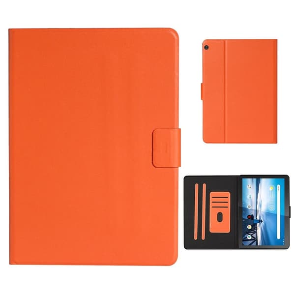 Lenovo Tab M10 Simple Themed Lær Etui - Oransje Orange
