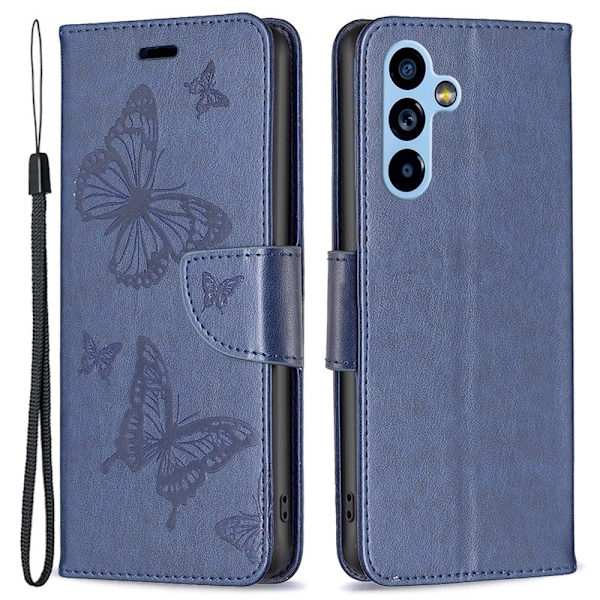 Butterfly Samsung Galaxy A54 Flippetui - Mørkeblå Blue