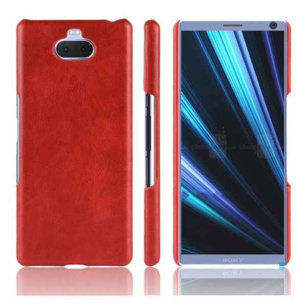 Sony Xperia 10 Plus litchi coated case - Red Röd