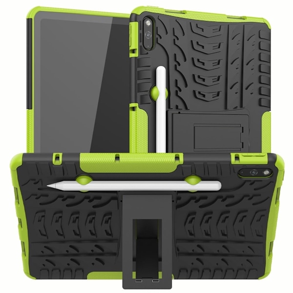 Däckmönstrat kickstand-fodral för Huawei MatePad 10.4 - Grön Grön