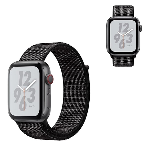 Apple Watch Series 5 40mm solid farve nylon urrem - Reflekterende Sort Black