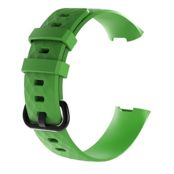 Fitbit Charge 3 erstatnings urrem i silikone med geometrisk mønster - Grøn Green
