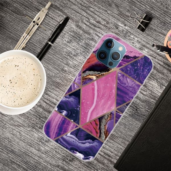 Marmormotiv iPhone 15 Pro Max skal - Lila Och Rosa Marmor Lila