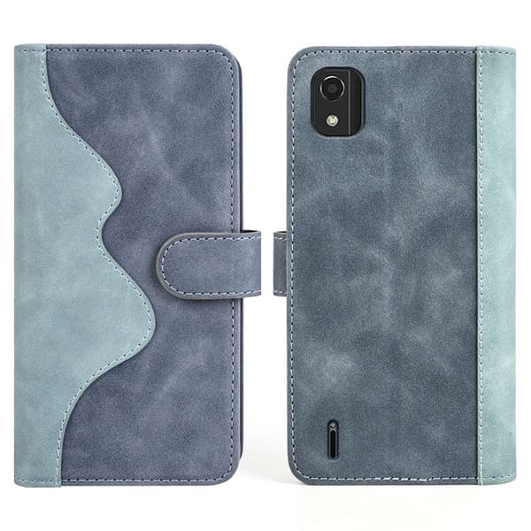 To Farvet Læder Flip Case til Nokia C2 2nd Edition - Blå Blue