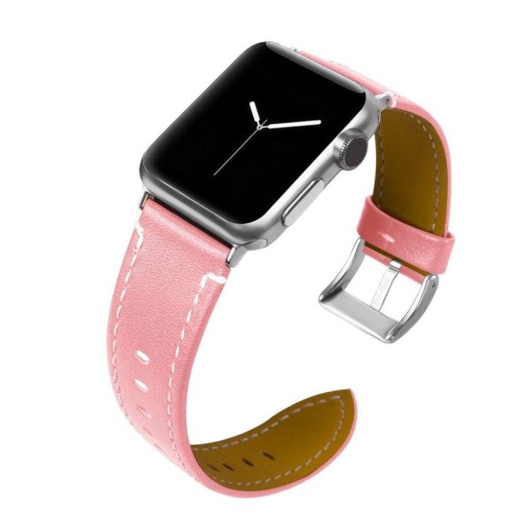 Apple Watch Series 5 / 4 40mm klassisk urrem i ægte læder - Lyserød Pink