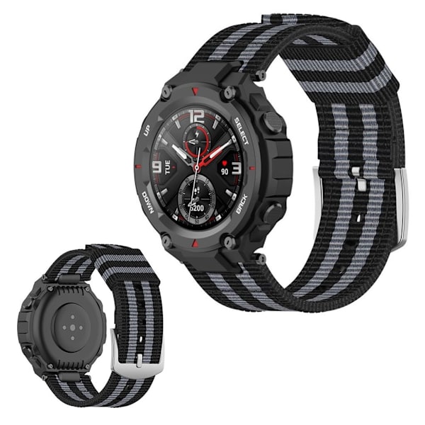 Amazfit T-Rex nylonvævet urrem - Sort / Grå / Sort / Grå / Sort Black