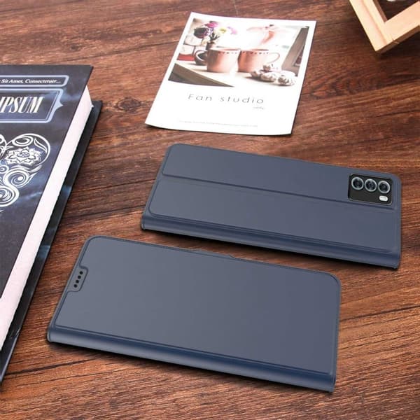 Glat og tyndt Premium Pu Læder Etui til Motorola Edge S30 - Blå Blue