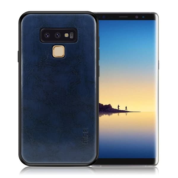MOFI Samsung Galaxy Note 9 mobilskal plast silikon syntetläder - Blå Blå