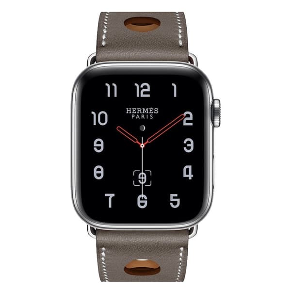 Apple Watch Series 4 40 mm klockarmband i äkta läder med tre hål - Grå Silvergrå