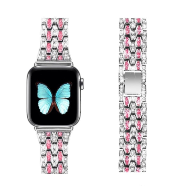 Apple Watch Series 6 / 5 44mm strass décor klockarmband - silver / Rose Silvergrå