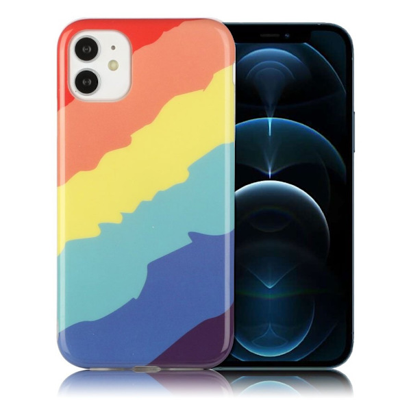 Deco iPhone 12 Pro / iPhone 12 kotelot - Sateenkaari Rinne Multicolor