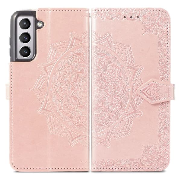 Mandala Samsung Galaxy S21 Plus Flip Etui - Rødguld Pink
