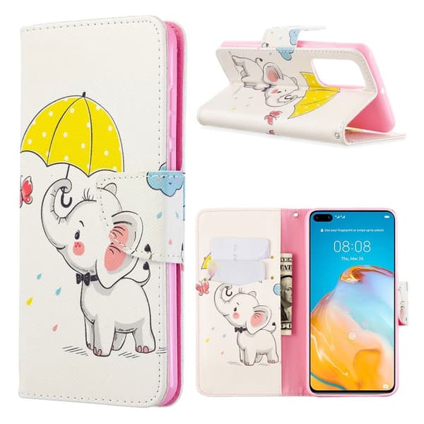 Wonderland Huawei P40 flip etui - Elephant White