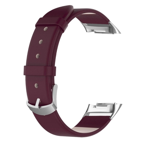 Fitbit Charge 5 genuine leather watch strap - Wine Red Red