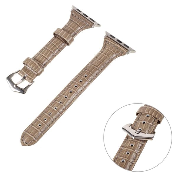 Apple Watch 44mm unikt klockarmband i äkta läder - Ljusbrun Brun