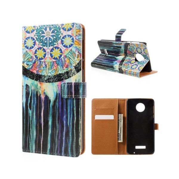 Motorola Moto Z Force holdbart læder-etui m. kortholder - Tribal drømmefanger Multicolor