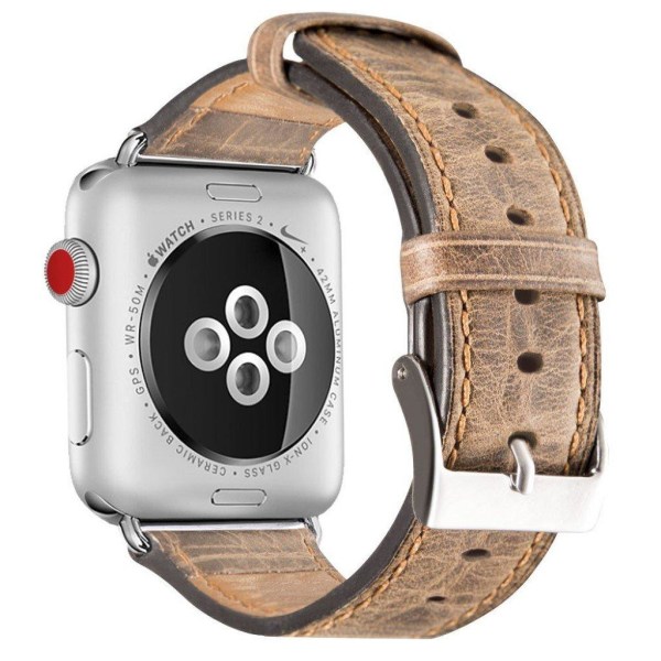 Apple Watch Series 5 44mm cool ægte læder urrem - Kaffe Brown