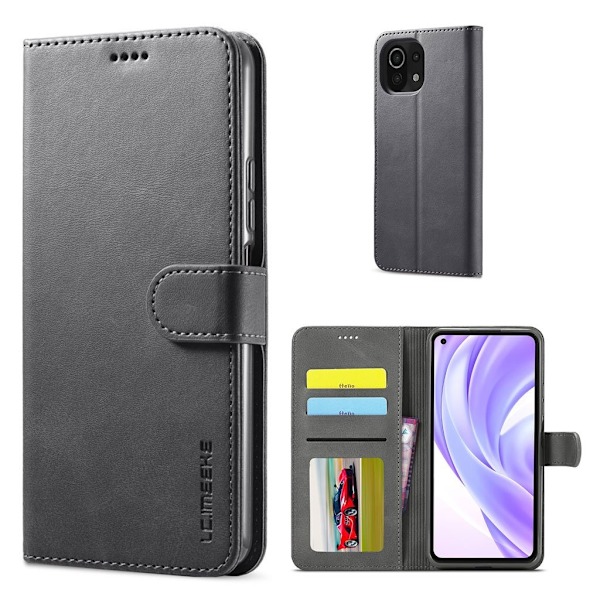 LC.Imeeke läder Xiaomi Mi 11 Lite 5G / Xiaomi Mi 11 Lite fodral - Svart Svart