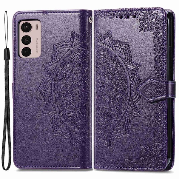 Mandala läder Motorola Moto G42 fodral - Lila Lila