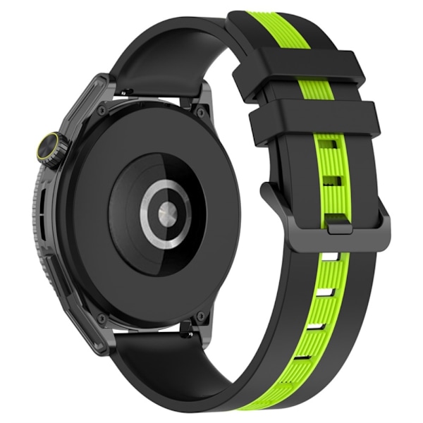 20 mm universel tofarvet silikone-urrem - Sort / Lime Green
