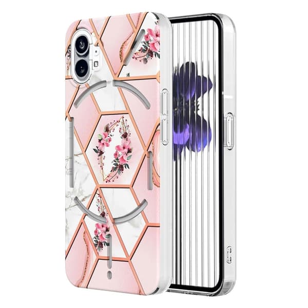 Marble Nothing Phone (1) Etui - Lyserøde Blomster Pink