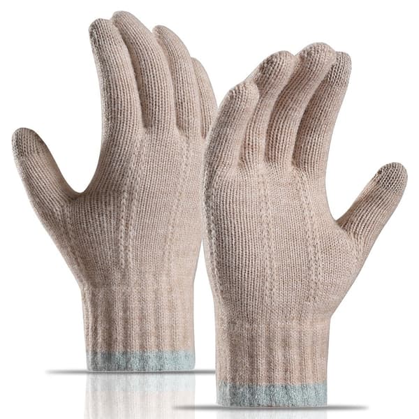 Strikkede vintercykelhandsker - Khaki Touch Screen Kompatibilitet Varm & Stilfuld Brown