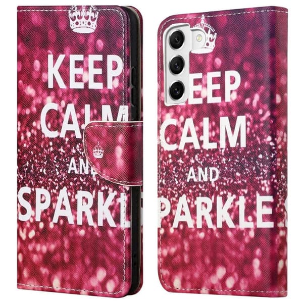 Wonderland Samsung Galaxy S23 Läppäkotelo - Keep Calm And Sparkle Red