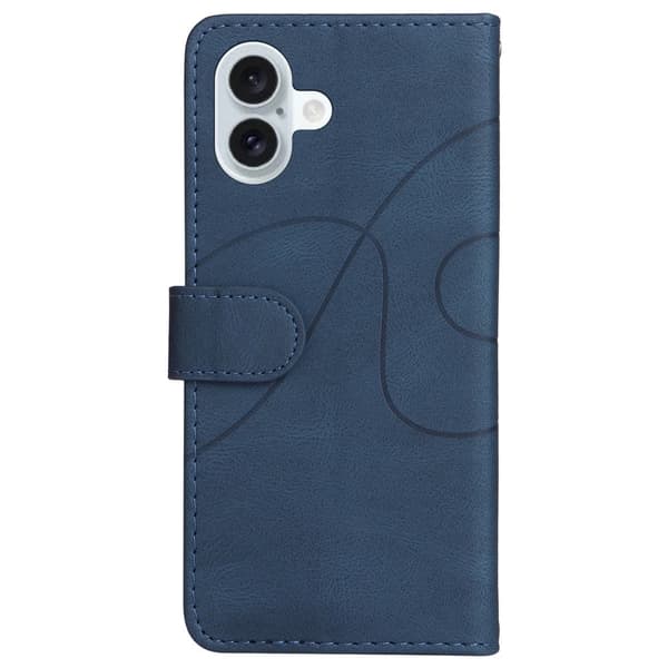 Teksturert læretui med stropp for iPhone 16 Plus - Blå Blue