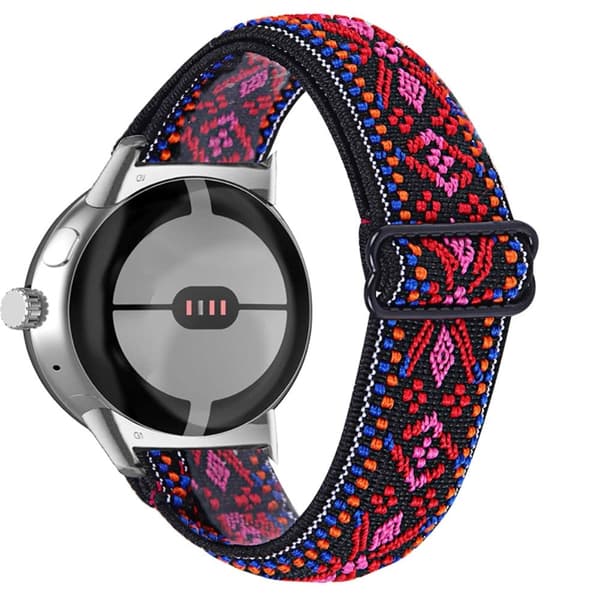 Google Pixel Watch punottu kellonhihna - Punainen Heimokukkakuvio Red