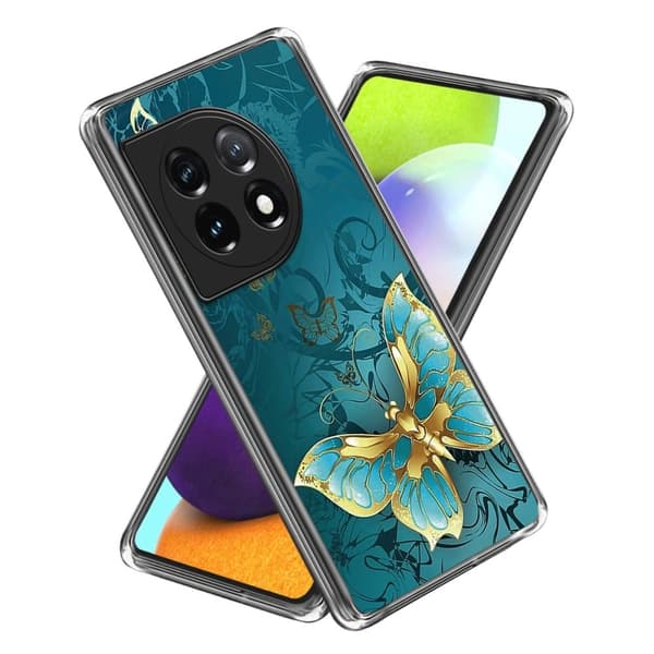 Fantasy OnePlus 12R / OnePlus Ace 3 deksel - Gylden Sommerfugl Blue