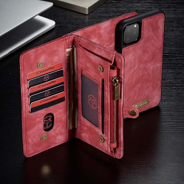 CaseMe iPhone 11 Pro Max etui med lynlås & pung - Rød Red