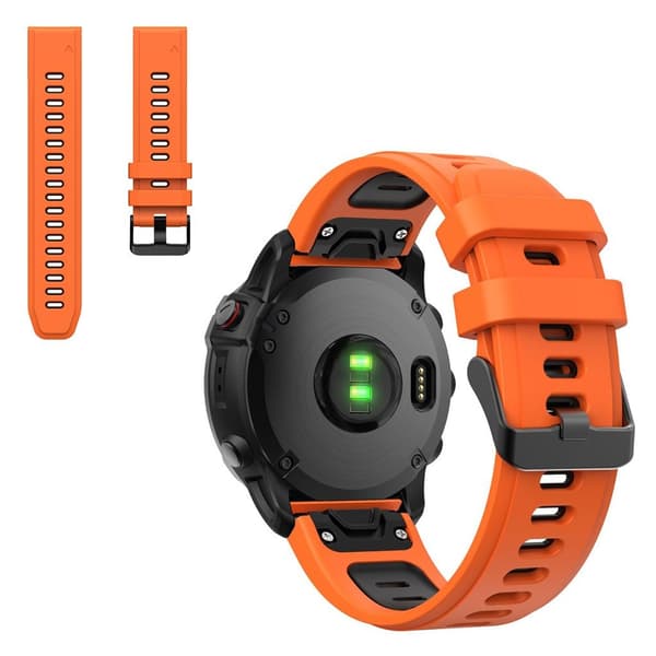 Dual color silicoone urrem til Garmin-ur - Orange / Sort Orange