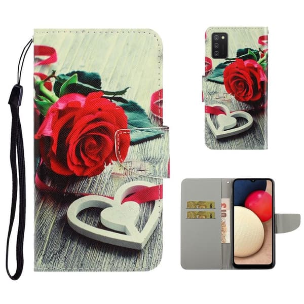Wonderland Samsung Galaxy A02s Flip etui - Rød blomst Red