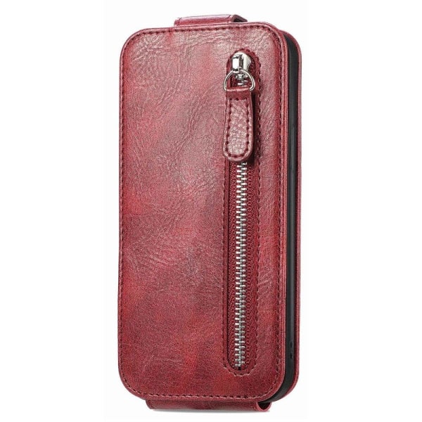 Vertical Flip Phone Etui med Zipper til Samsung Galaxy M23 / F23 - Rød Red