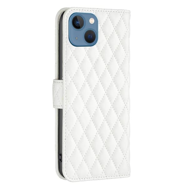 Rombemønster, matt flip-deksel for iPhone 13 - Hvit White